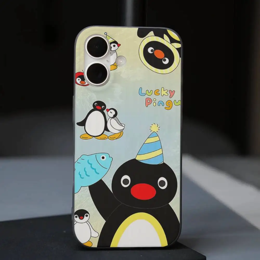 Grappige Cartoon P-Pingu Voor IPhone 16 15 14 13 12 11 17 Pro Max Plus Wave Gegolfd telefoon Case Anti Drop Cover