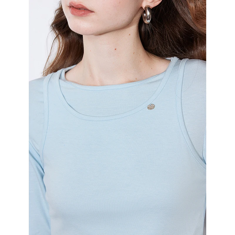 TOYOUTH Women Two Piece Long Sleeve T shirt 2025 Spring New Long Sleeve Pullover Tops