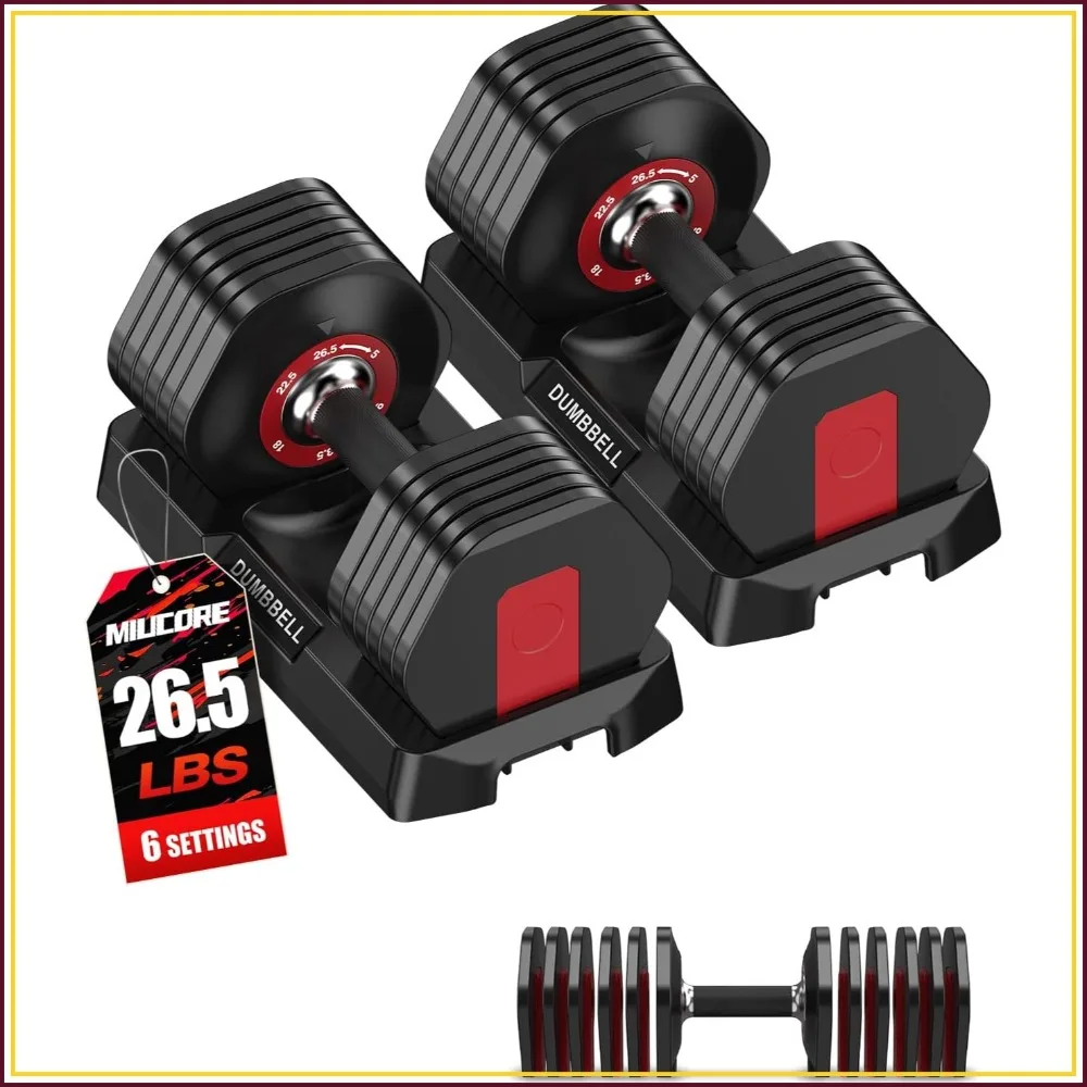 26.5/50/85LB Adjustable Dumbbell Set of 2 with Non-Slip Handle for Home Gym