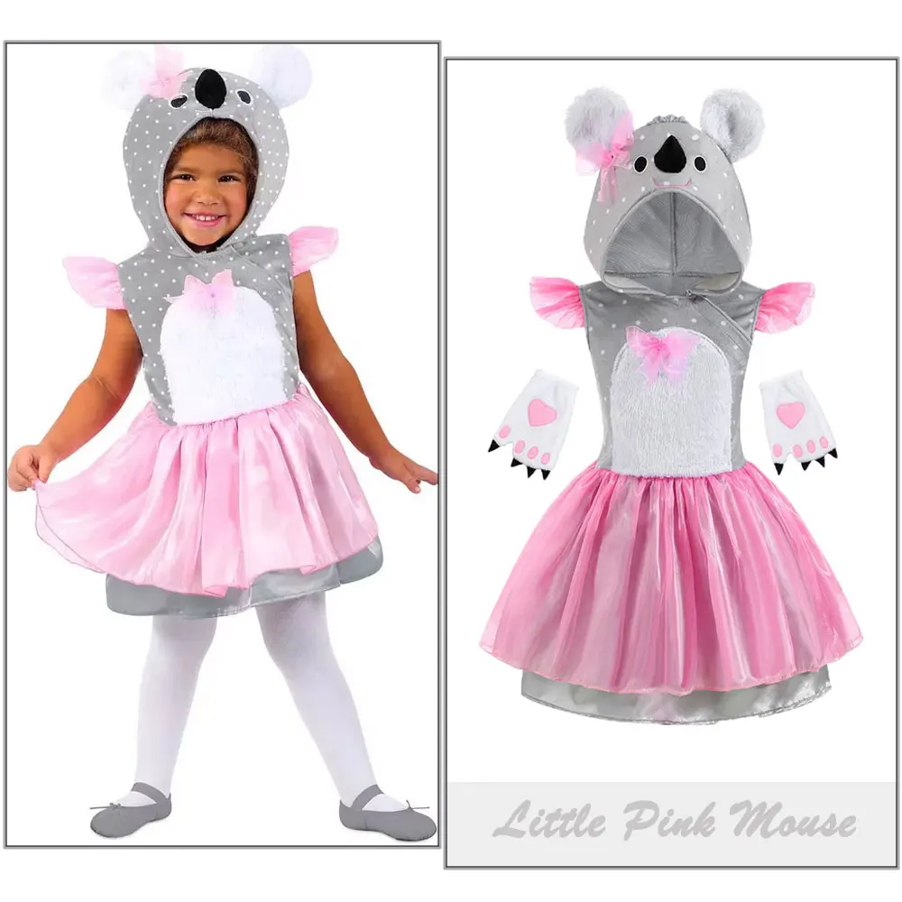 

Christmas Halloween Cosplay Little Girls Animal Party Inspired Carnival Pink Kimmy Koala Dress Costumes for Baby Girls