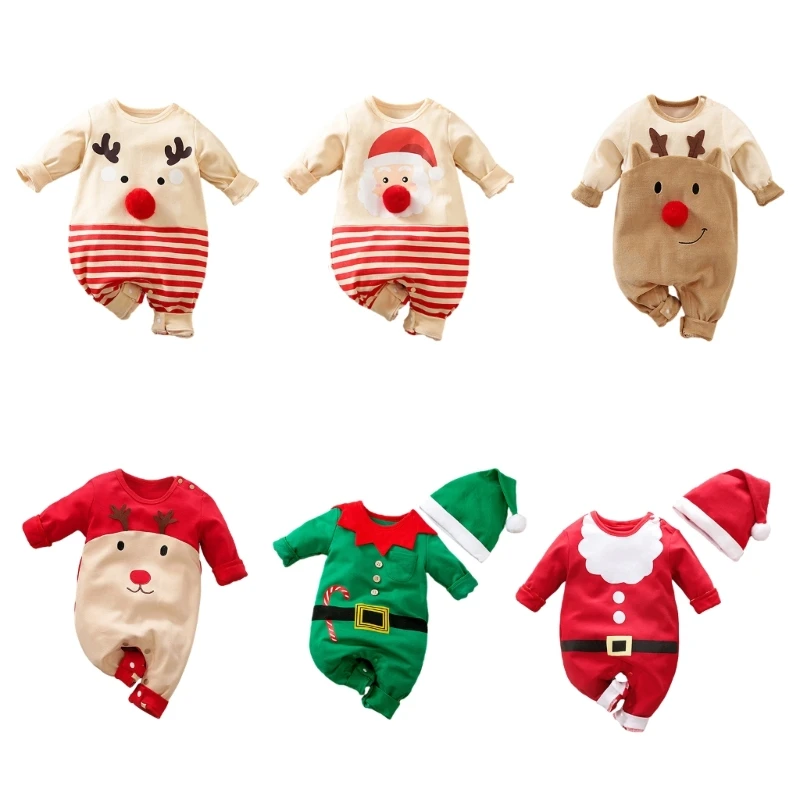 

Christmas Long Sleeved Jumpsuit for 0-24m Baby Holiday Celebrations Infant Outfit Cosplay Santa Costume Warm Rompers