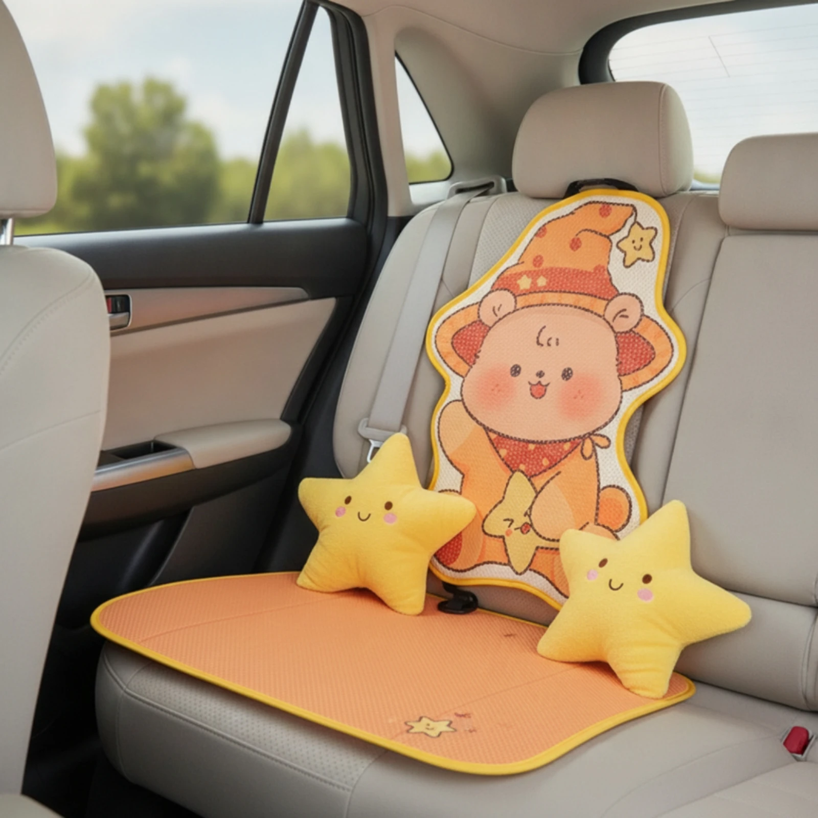 Car Seat Cushion with Backrest Breathable Car Seat Cushion with Back Support Pillow Quick-Drying Soft for Drivers, Road Trips