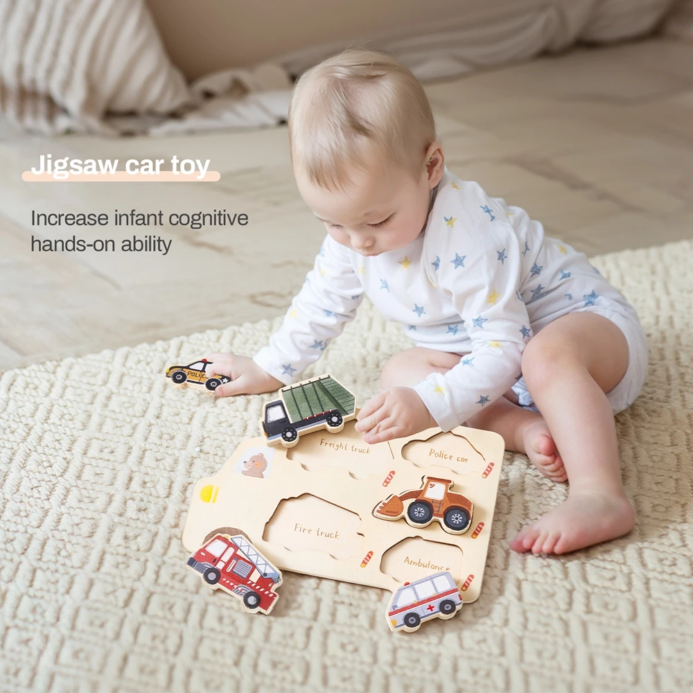 Puzzle géométrique MontDivGeometry en bois pour bébé, jouets en forme de voiture animale, jeux de société assortis, jouets d'apprentissage