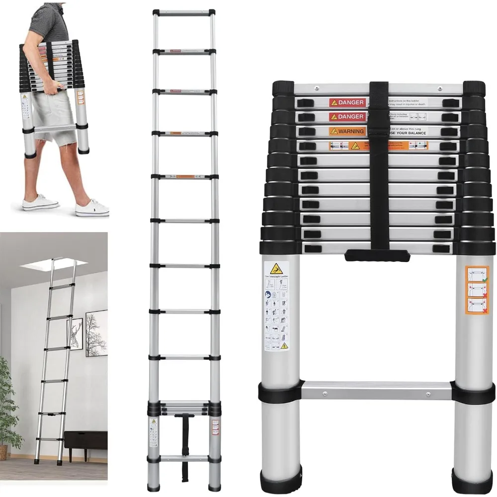 

Telescoping Ladder 16 FT Extension Ladder Aluminum Collapsible Ladder Attic Folding Rv Roof Multi