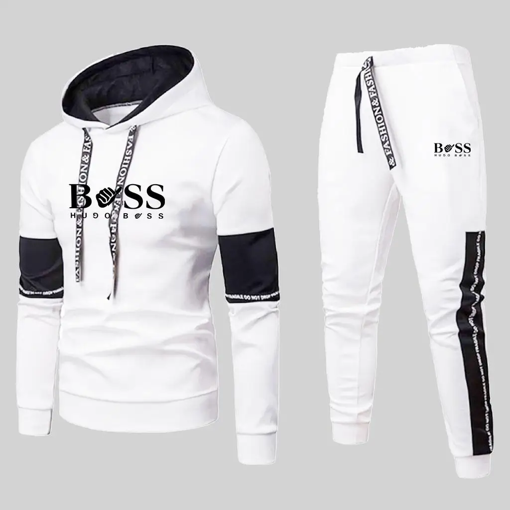 2024 Men\'s Spring and Autumn Luxury Brand Printed Sports Set Casual High Quality Hoodie Pullover+Pants 2-piece Men\'s Fashion Set