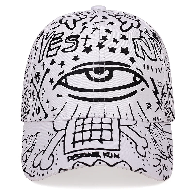 Baseball Cap Summer Korean Version of The New Graffiti Eye Cap Cartoon Duck Sun Hat For Men and Women Shade Cap