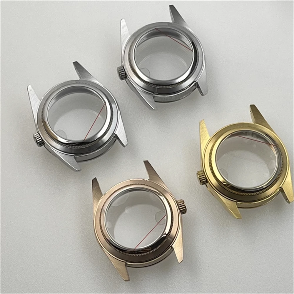 Cassa in acciaio inossidabile NH35 da 36 mm, cassa dell'orologio in vetro zaffiro con lunetta con strass alla moda adatta al guscio del movimento NH35A NH36 4R35A 4R36A