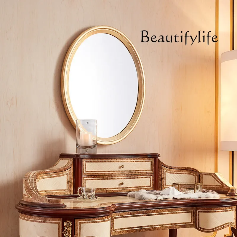 Q European-style medieval solid wood dresser, high-end furniture, household simple makeup table, makeup mirror stool combination