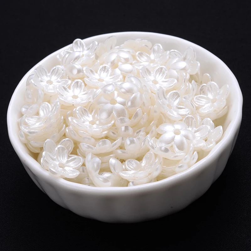 50Pcs 12mm White Flower Acrylic Beads Loose Spacer Beads For Diy Jewelry Bracelet Necklace Earrings Accessories Making