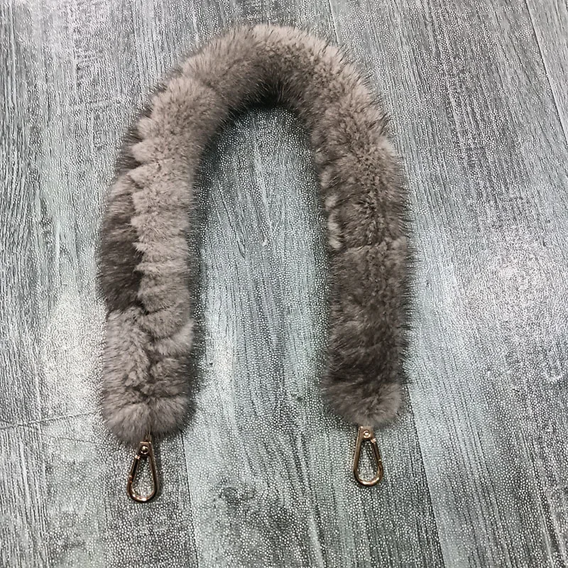 Genuine Mink Fur Bag Strap Replacement Winter Warm Knitted Real Mink Fur Handbag Shoulder Straps Bag Accessories Shoulder Belt