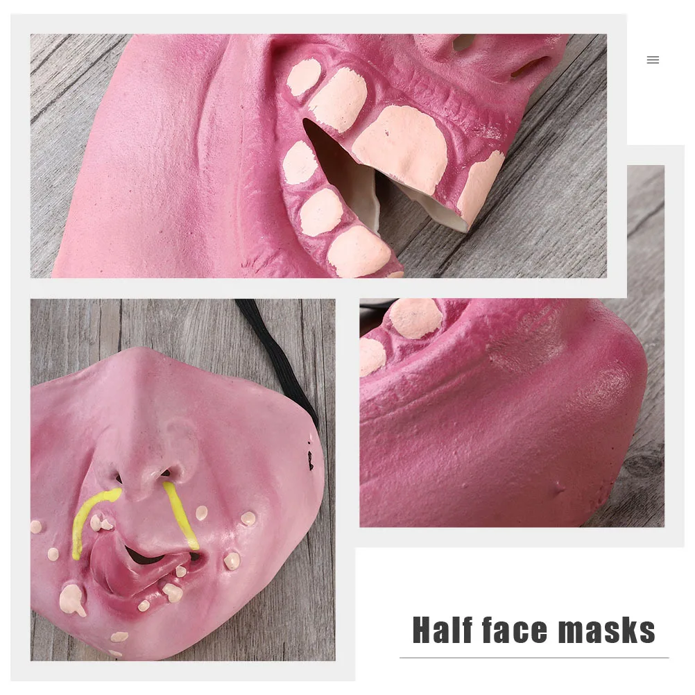 

2Pcs Half Face Masks Halloween Funny Latex Masks Creative Prank Costume Party Supplies for Cosplay Carnival Half Face Covers