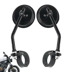 Motorcycle Rearview Mirrors Wide Angle High Definition Glass Mirrors Clip-On Type High Reflectivity Round Universal With Clamp