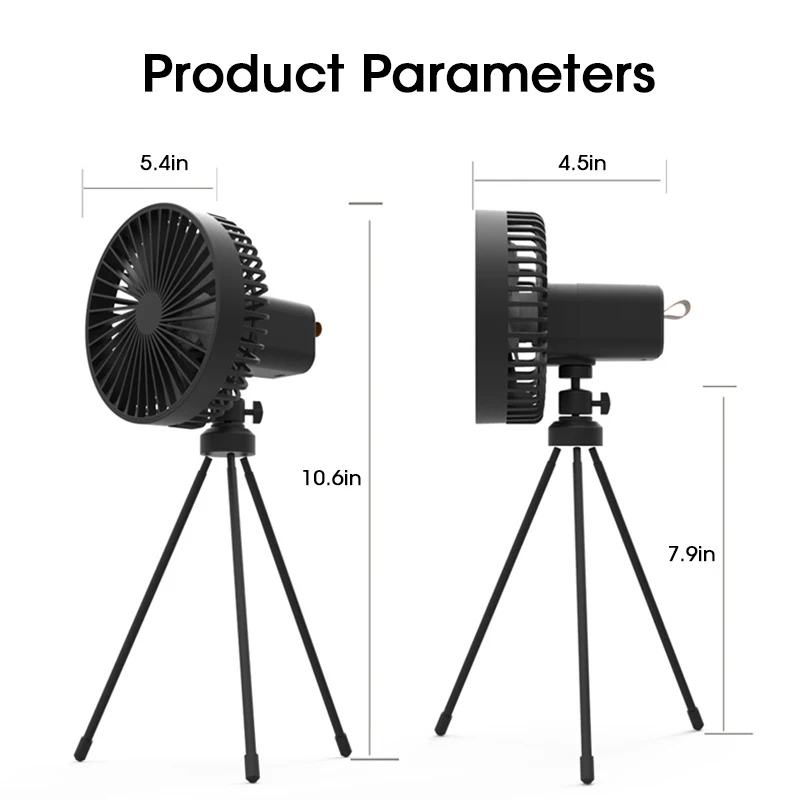 Retractable Camping Fan 10000mAh Rechargeble Portable USB Ceiling Fan Wireless Desk Electric Fans Folding Tripod Home Outdoor