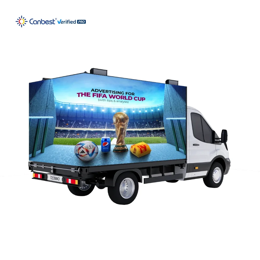 IP65 Waterproof Outdoor Portable Vehicle Mounted LED Billboard Panel HD Digital Mobile LED Display Screen on Wheels