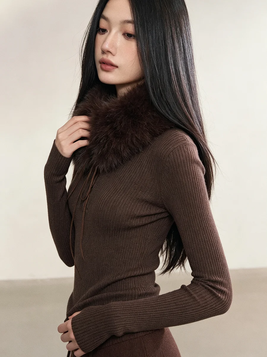 LIMO Women Faux Fur Neck Warmer Winter Fluffy Furry Drawstring Collar Scarf Elegant Soft Plush Neck Wrap Fashion Warm