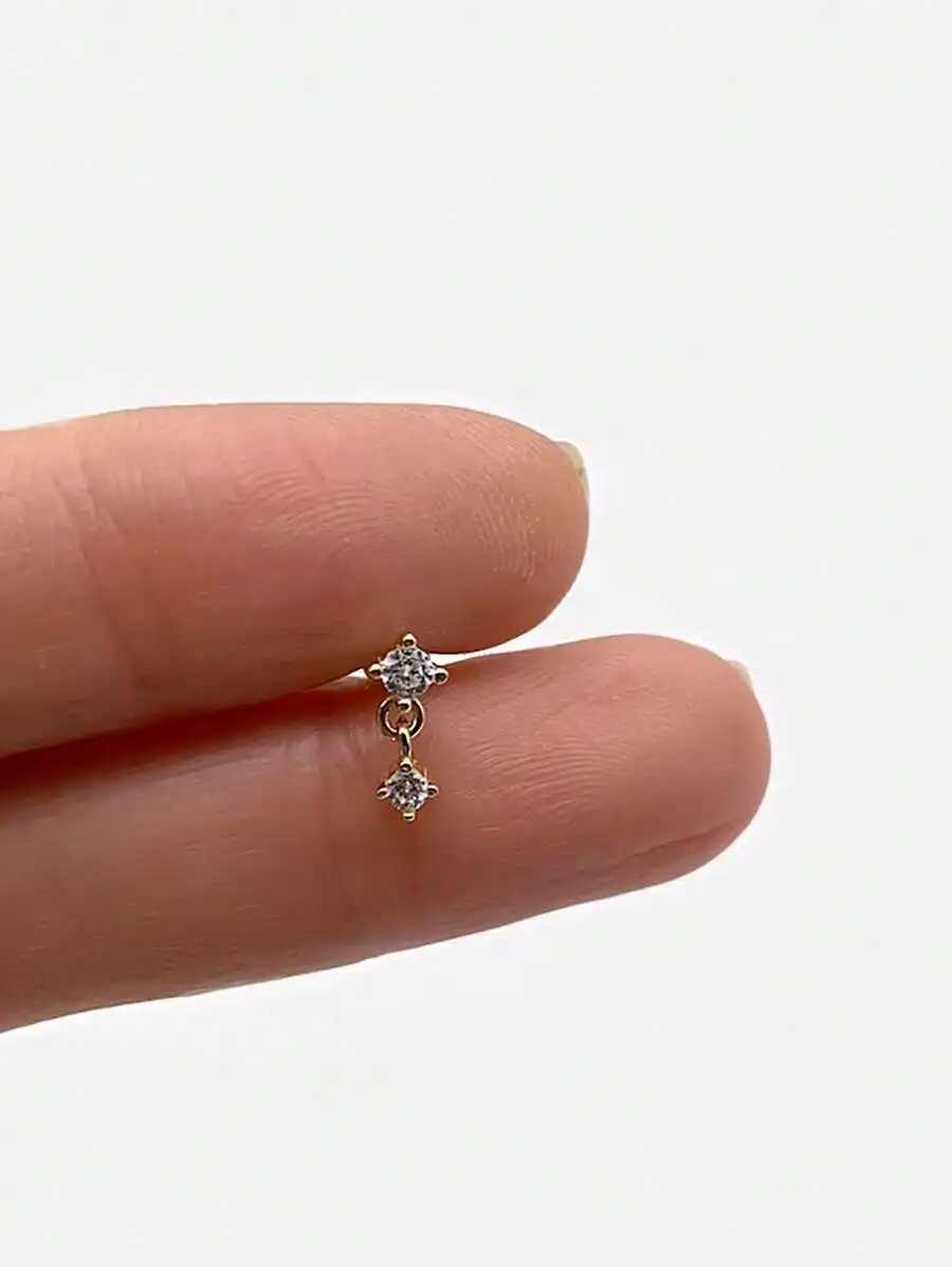 CANNER 1 Pair 925 Sterling Silver Flat Four Clawed Zircon Stud Earrings For Women Ins Ear Bone Nail Fine Jewelry Party Gift