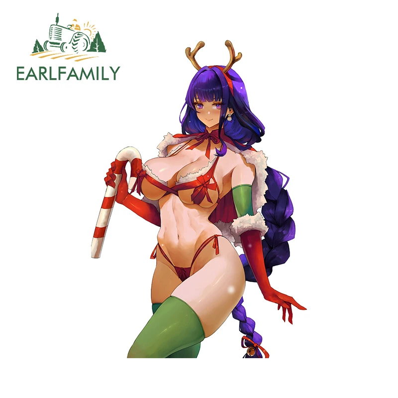 EARLFAMILY Christmas Shogun Raiden Genshin Impact Car Stickers Charming Huge Boobs Girl Graphics Decals Waterproof Car Goods