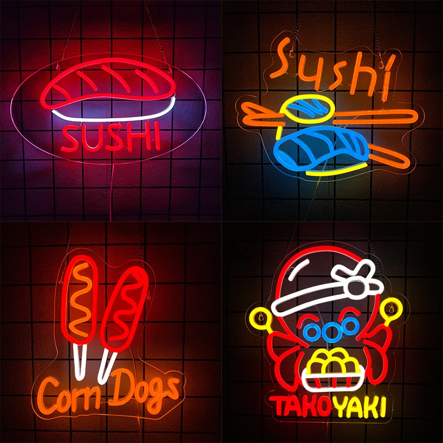 Snack Led Neon Sign, Food Business Icon, Used For Decor In Restaurants, Fast Food Restaurants, Kitchens And Sushi Restaurants.