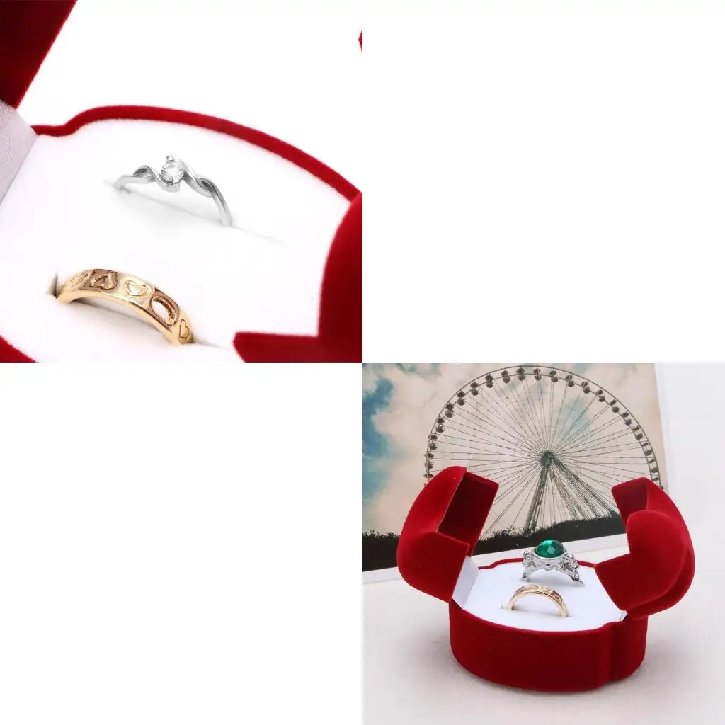 Heart to Heart Double Ring Box Ring Jewelry Gift for Wedding Ceremony
