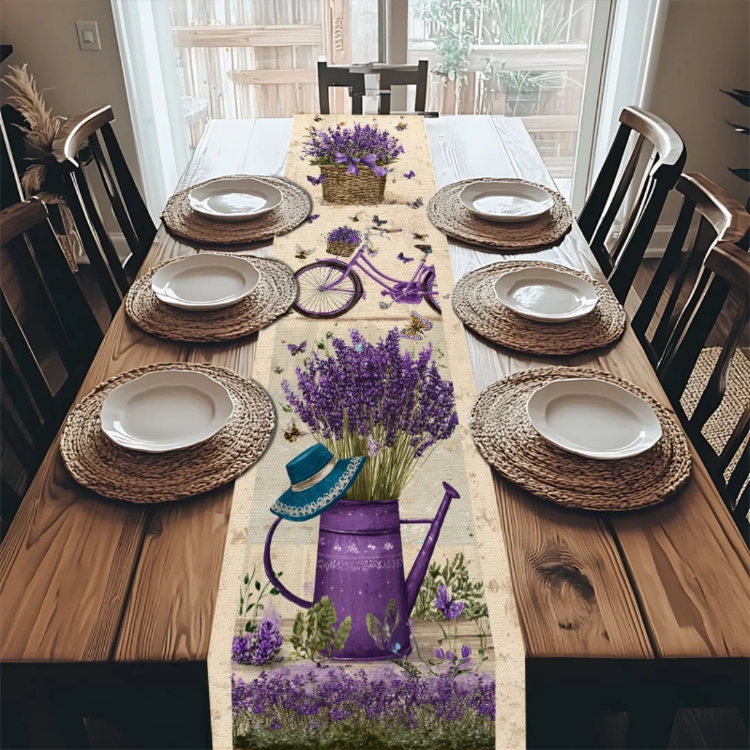 Chemin de table à motif lavande, idéal pour la fête des Mères, la Saint-Valentin, les anniversaires, les mariages, les anniversaires de mariage et autres occasions.