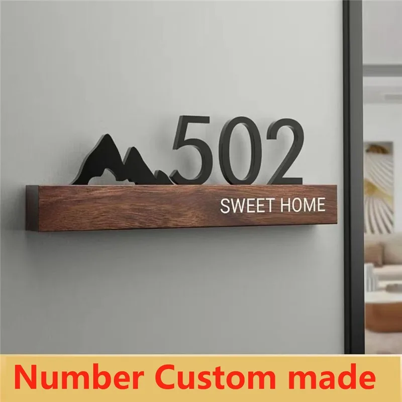 Placa de puerta acrílica, letrero de tienda, número de casa personalizado, nombre de familia, carta de dirección para oficina, hogar, Hotel, apartamento con pegatina
