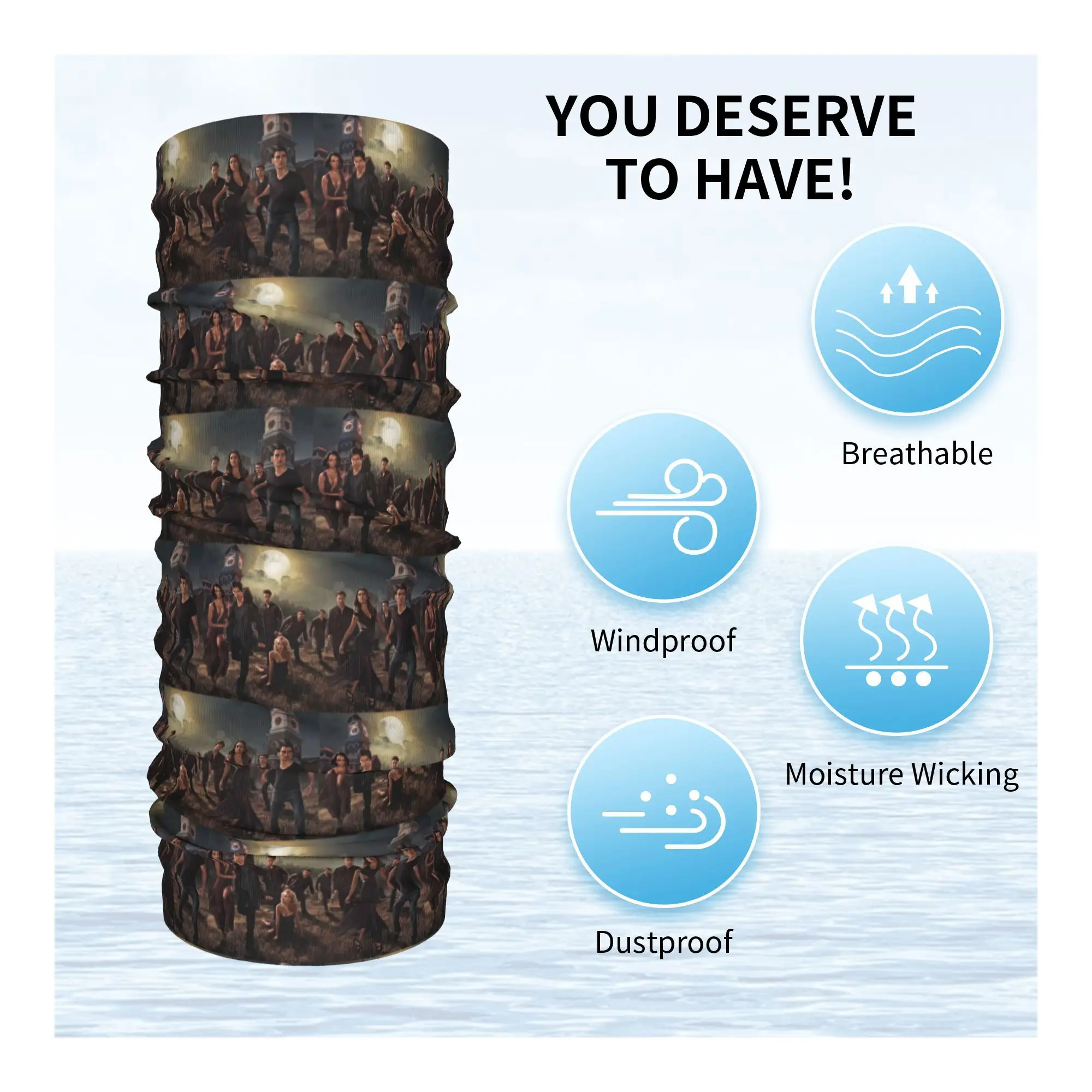 The vampire diaries Bandana Neck Cover Printed Face Scarf Multifunction Cycling Scarf Hiking Fishing For Men Women Washable