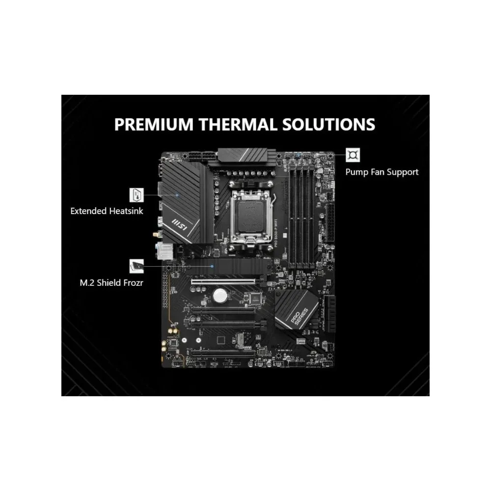 الأثاث الخارجي MSI PRO B650-P WiFi اللوحة الأم مع معالج سطح المكتب AMD Ryzen 7 7700X 6-Core (AMD AM5، ATX، DDR5، PCIe 4.0)