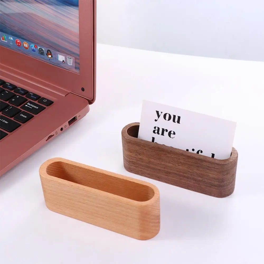 

Wood High-End Display Device Desktop Storage Stationery Cards Stander Card Organizer Wooden Business Card Holders Cards Holder