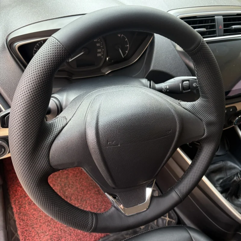 Genuine Leather Car Steering wheel Cover For Ford Fiesta 2008-2017 EcoSport 2014 2015 2016-2017 Handle Cover Car Accessories