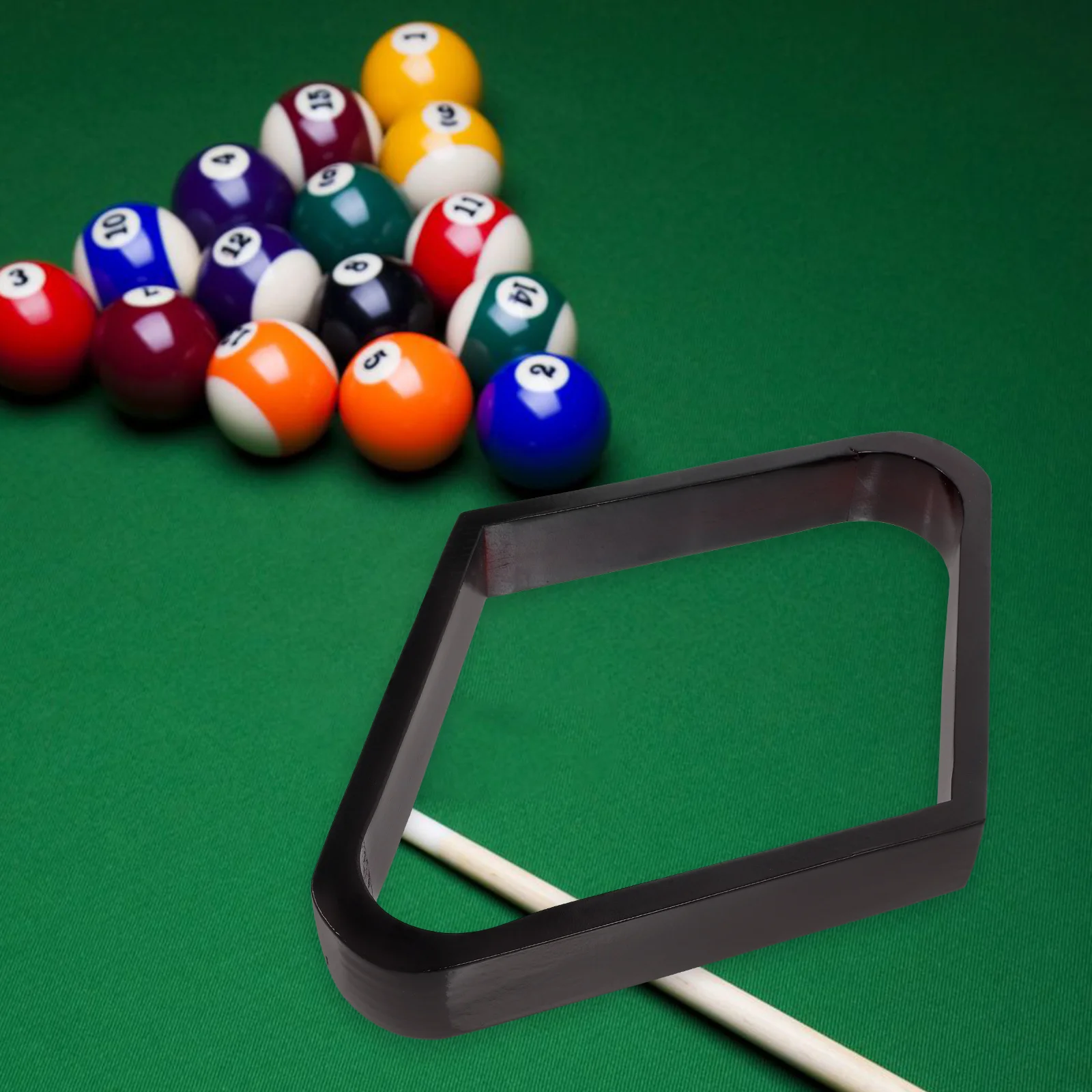プレミアムウッドビリヤード菱形ラックプールテーブルボールホルダー強化された丸みを帯びたエッジは標準ボールにフィットポータブルゲームツール