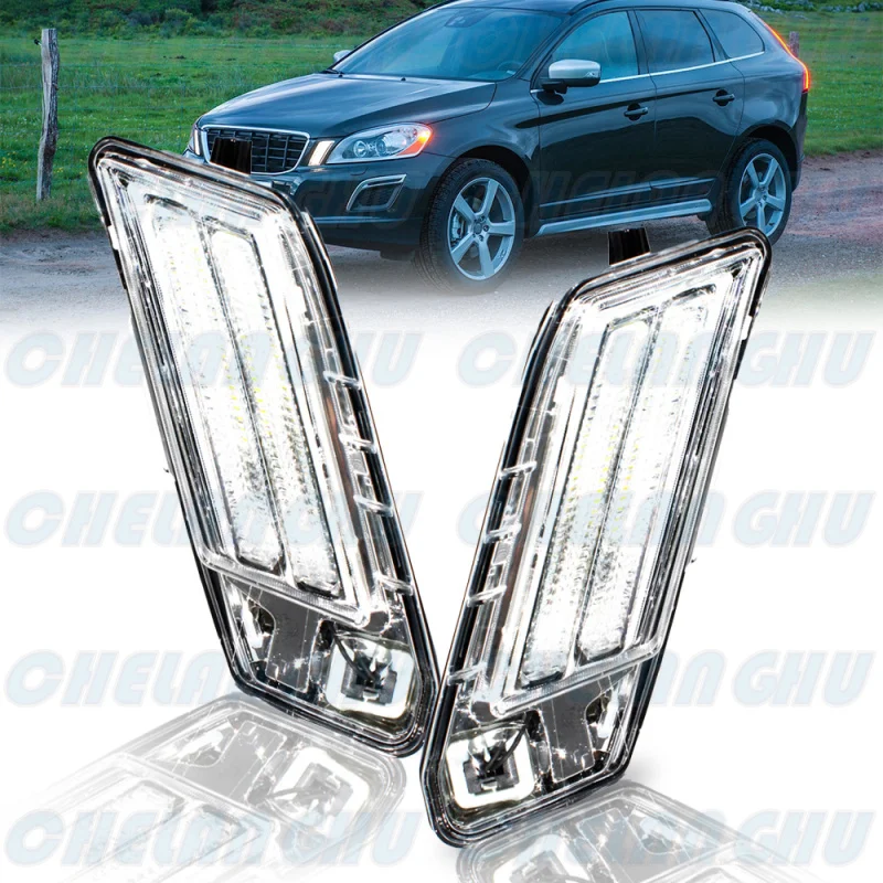 

For Volvo XC60 2010 2011 2012 2013 1 Pair Front Bumper LED DRL Daytime Running Light Fog Lamp Light 31290873 31290874