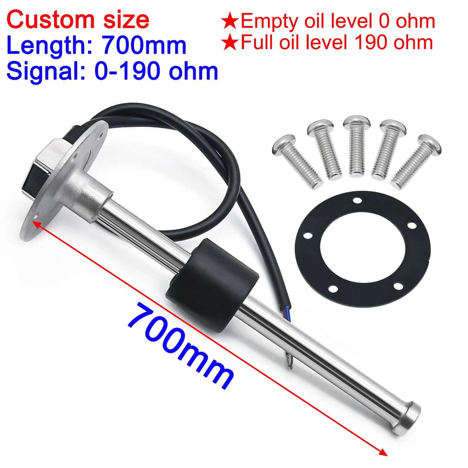 Customized size 550mm 0-90ohm 575mm 0-190 ohm  600mm 240-33ohm 650mm 900mm Sewage Level Gauge Sensor