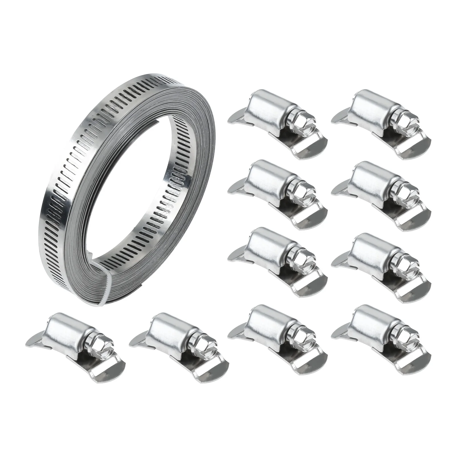 11pcs/1kit Stainless Steel Hose 13FT/4m Clamp Fasteners Adjustable Worm Gear Pipe Assortment Intercooler Plumbing Tube Fuel Line