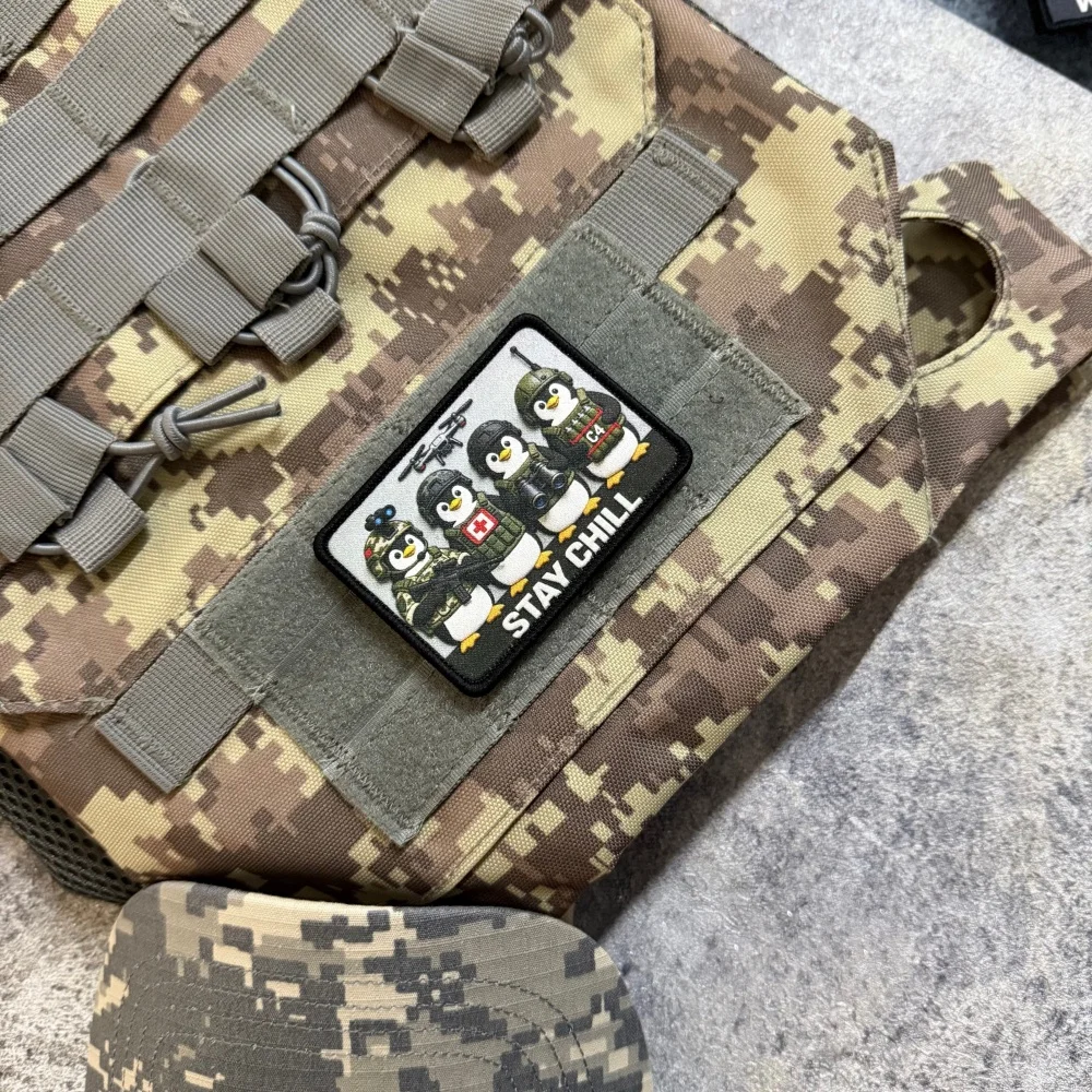 Hardcore Penguin Team Badge Medic and Sniper Morale Sticker High Quality Rectangular Applique Hook and Loop for Soldier Vest Cap