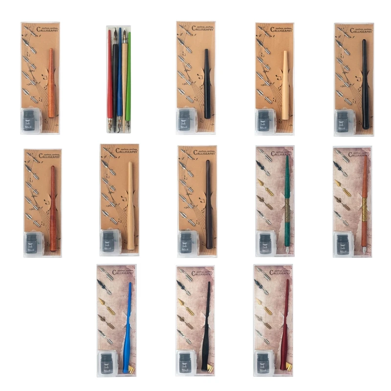 Набор деревянных каллиграфических ручек с регулируемым металлическим фланцем для рисования начинающих художников