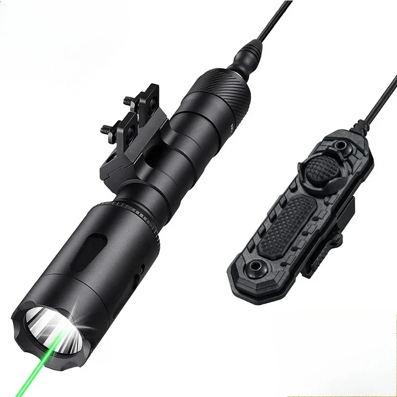 SFD-061 Tactical Rifle Flashlight 1680 Lumens Green Beam Combo Rechargeable Torch with M-Rail for Hunting Hiking