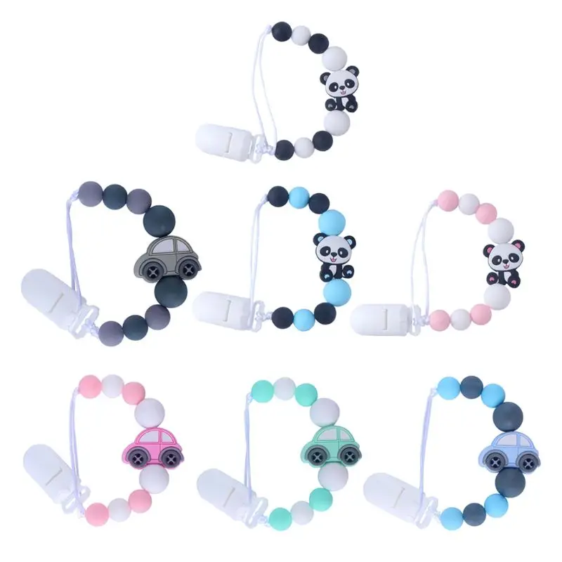 

Dummy Clips Baby Boys Girls Pacifier Chain Silicone Teething Relief Toys Beads Soother Pacifier Holder Clips Baby Shower Gift