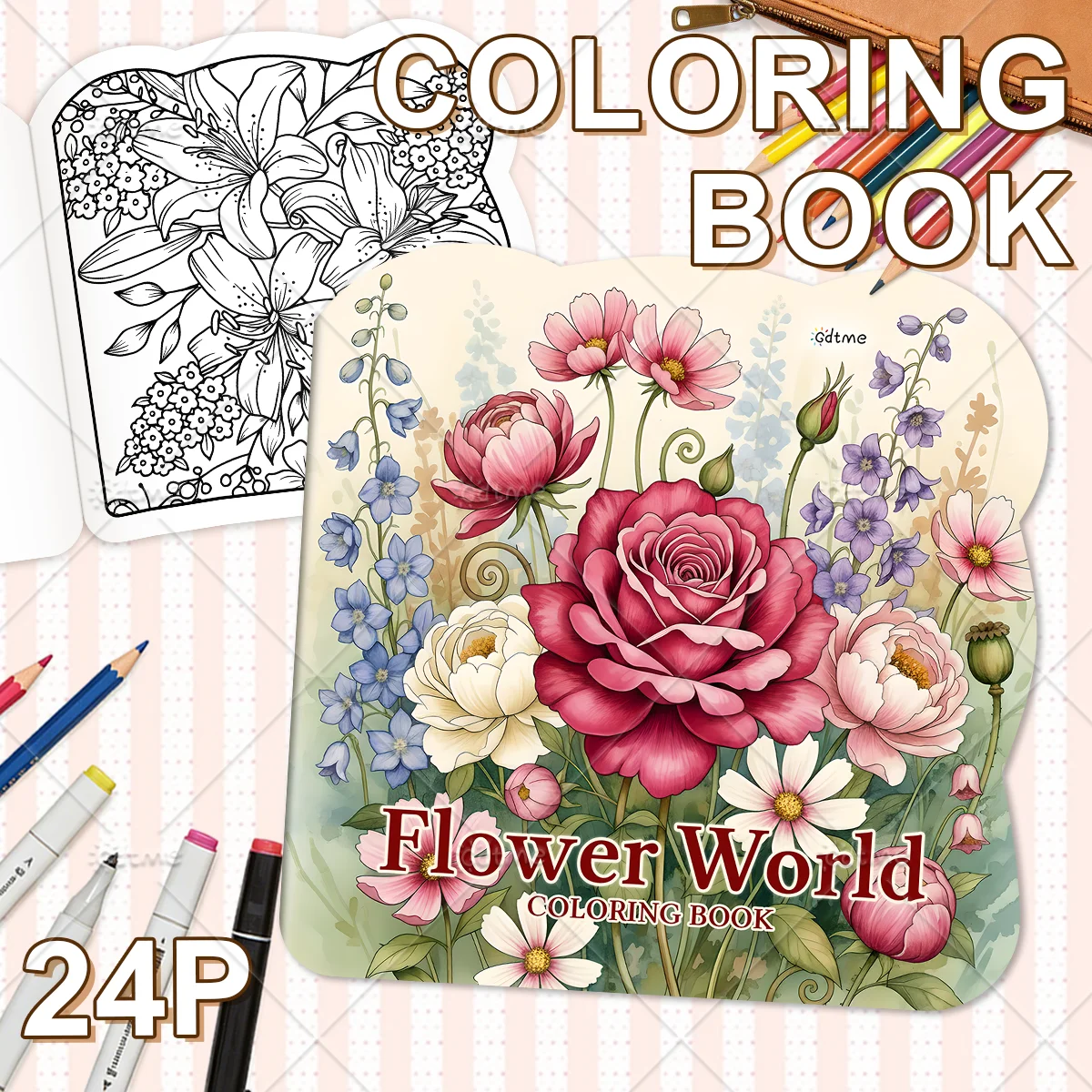 Flower World Coloring Book for Adults Cute Cozy Daily Activities Irregular Patterns for Relaxation (Cozy Spaces Coloring)