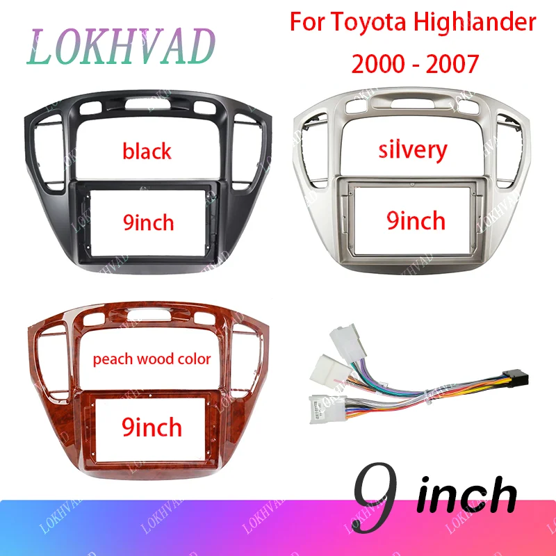 

Для Toyota Highlander 2000-2007 9 "/серебристый/черный/персиковый деревянный автомобильный мультимедийный радиорамка, лицевая панель, монтажный кронштейн для приборной панели
