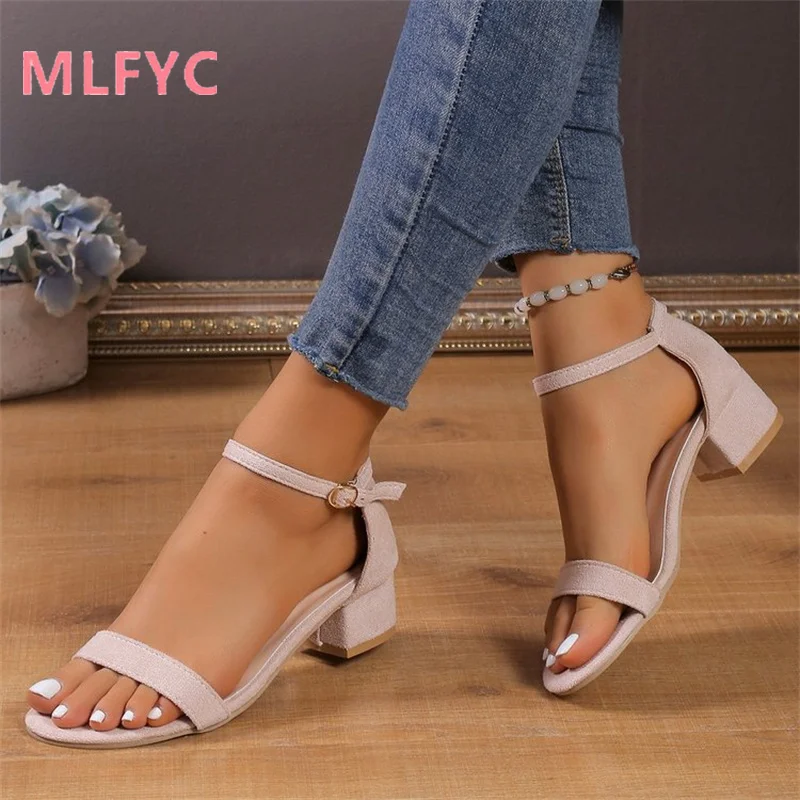 

Summer New Style One Belt female Sandals Versatile Thick Heel Fairy Style Low Heel Women's Shoes luxury sandals women designers