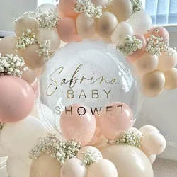 Custom Bubble Balloon Baby Shower Welcome Baby Decor Personalised Name Vinyl Sticker Bobo Ballons Birthday Party Wedding Decor