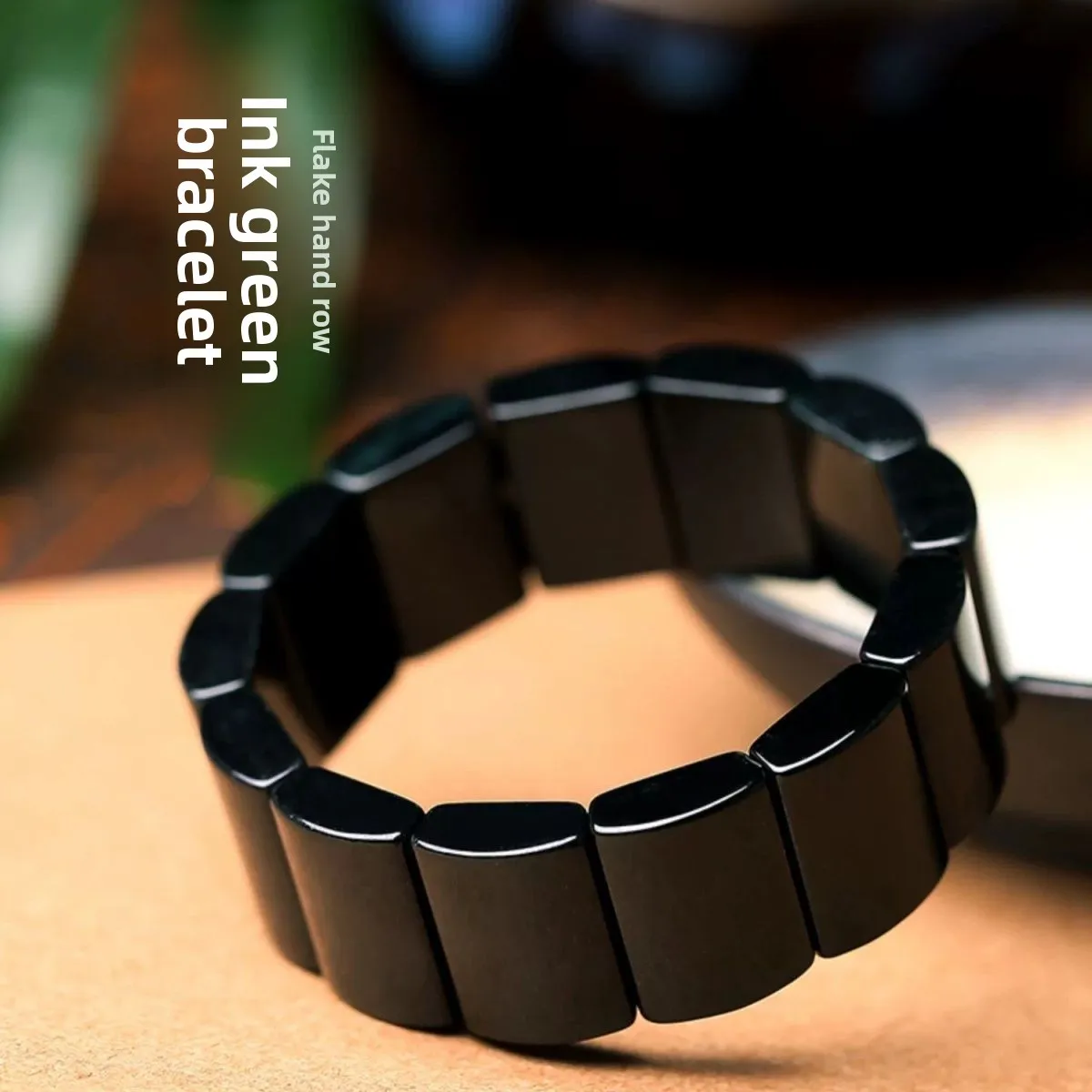 

Оригинальный мужской браслет из чистого натурального жадеита, чернильный нефритовый браслет, нефритовые украшения