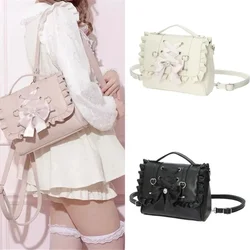 Bow Knot Backpack Y2k Itabag Female 2024 Japan Korea Lolita Control Strap Love Handheld Single Shoulder Diagonal Cross Backpack