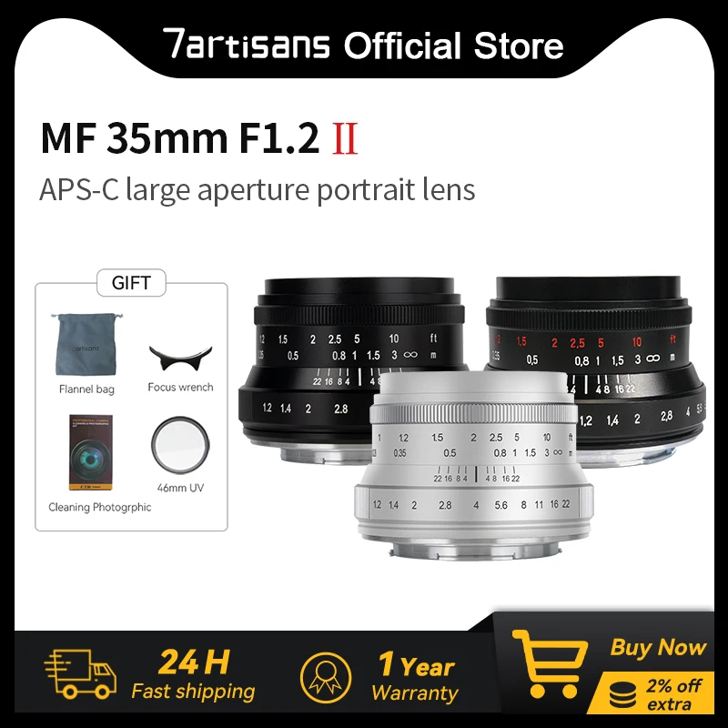 7artisans 7 artisans 35mm F1.2 II APS-C Obiettivo primario di grande apertura per Micro 4/3 EPM1 EPM2 EPL1 EPL5 Sony E A5000 A6000 A6300 A7 A7III Fuji X Canon EF-M M2 M3 M100 M50 Mark ii Nikon Z Z6 Z7 Z50 Mount Lens