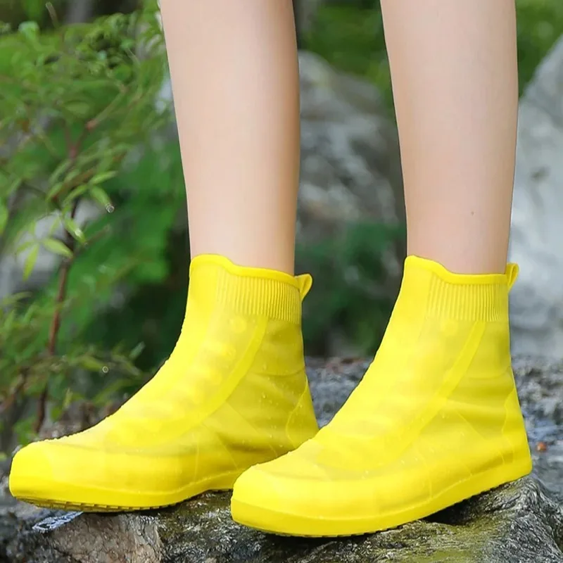 Waterproof Silicone High Top Shoe Covers Non Slip Reusable Overshoes Rainy Day Anti-Scratch Rain Boot Protectors Unisex