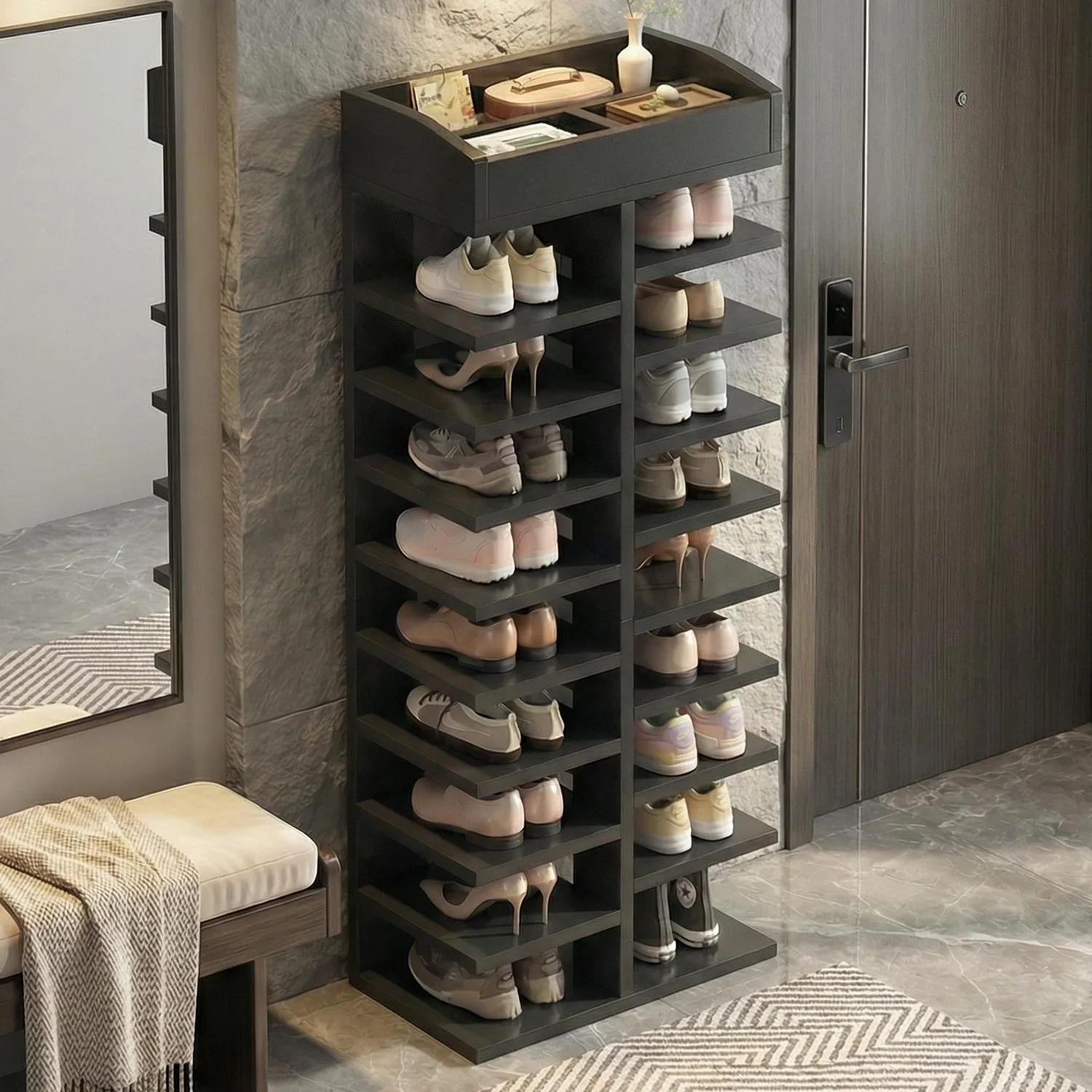 

Shoe rack, multi-layer space-saving shoe rack for small apartments at home entrance, large-capacity storage rack