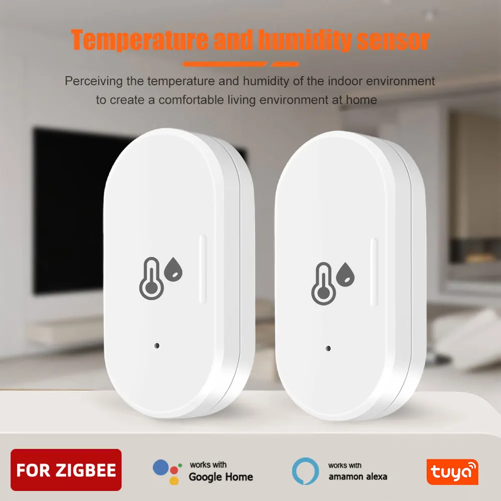 Tuya Mini Zigbee Temperature Sensor Detector With Battery Real-time Remote Control Indoor Humidity Work With Alexa Google Home