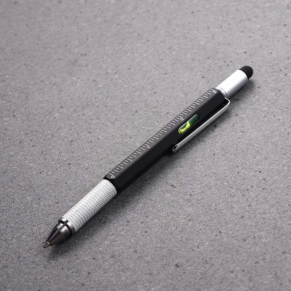 6 in 1 Level Meter Gadget Capaciative pen Pen Tool Replacement refill Flat-blade Screwdriver Ballpoint Pen Cross Screwdriver