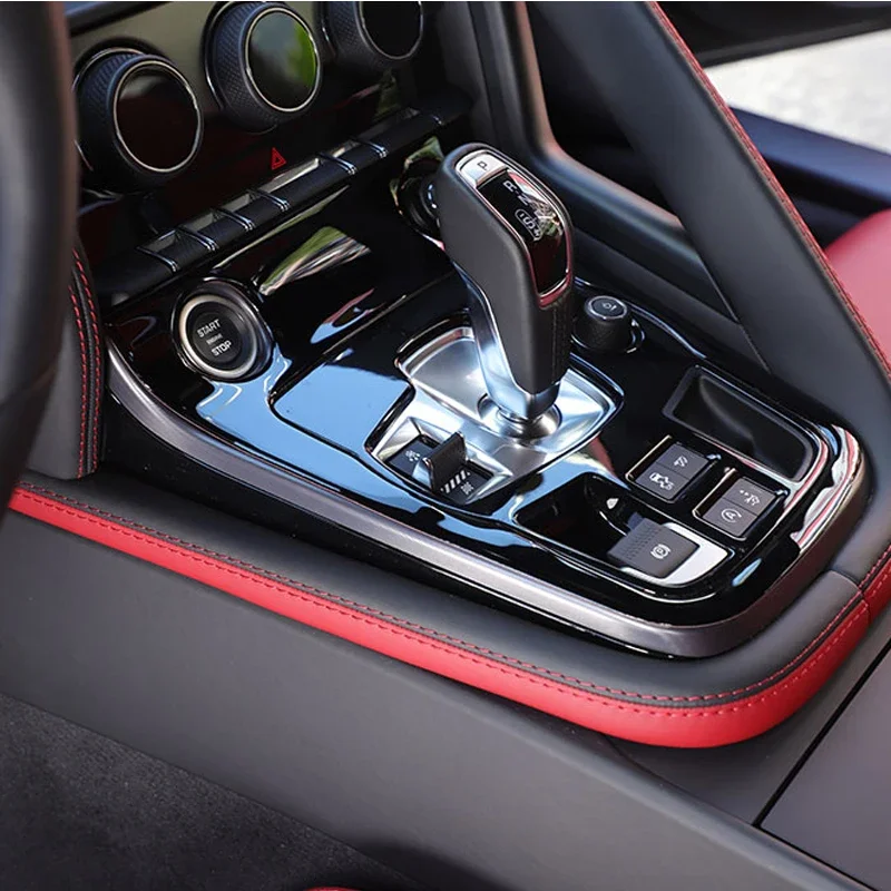 

For 13+ Jaguar F-TYPE Car Central Control Gear Panel Frame, Gear Shift Decorative Panel, Epoxy/gloss Black (soft) 1 Piece Set