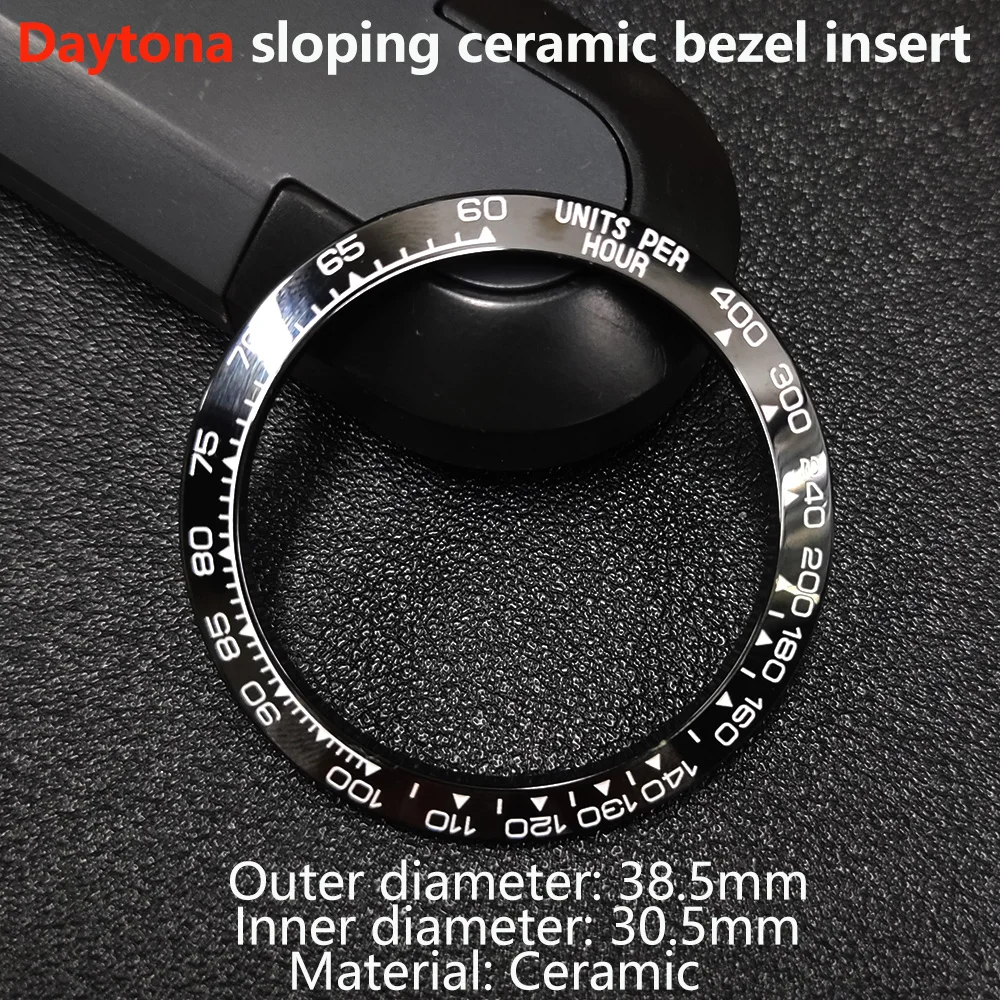 38.5MM Sloping Ceramic Bezel Insert Daytona Bezel No Luminous Watch Repair Parts Watch Accessories